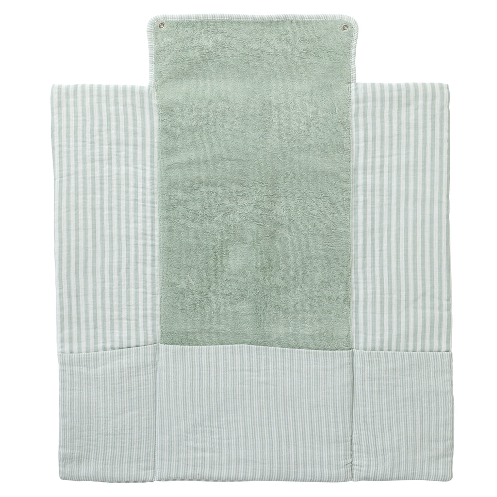 Matelas à langer nomade rayé vert de gris