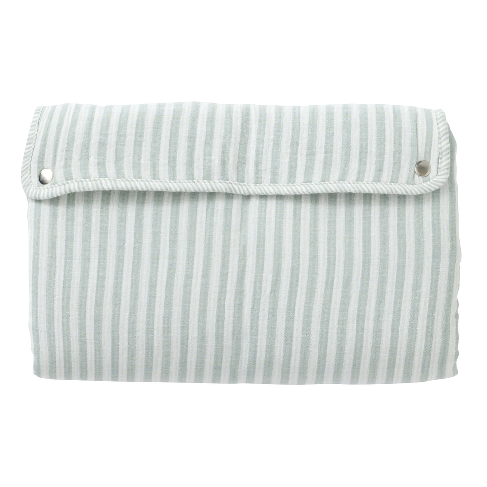 Matelas à langer nomade rayé vert de gris