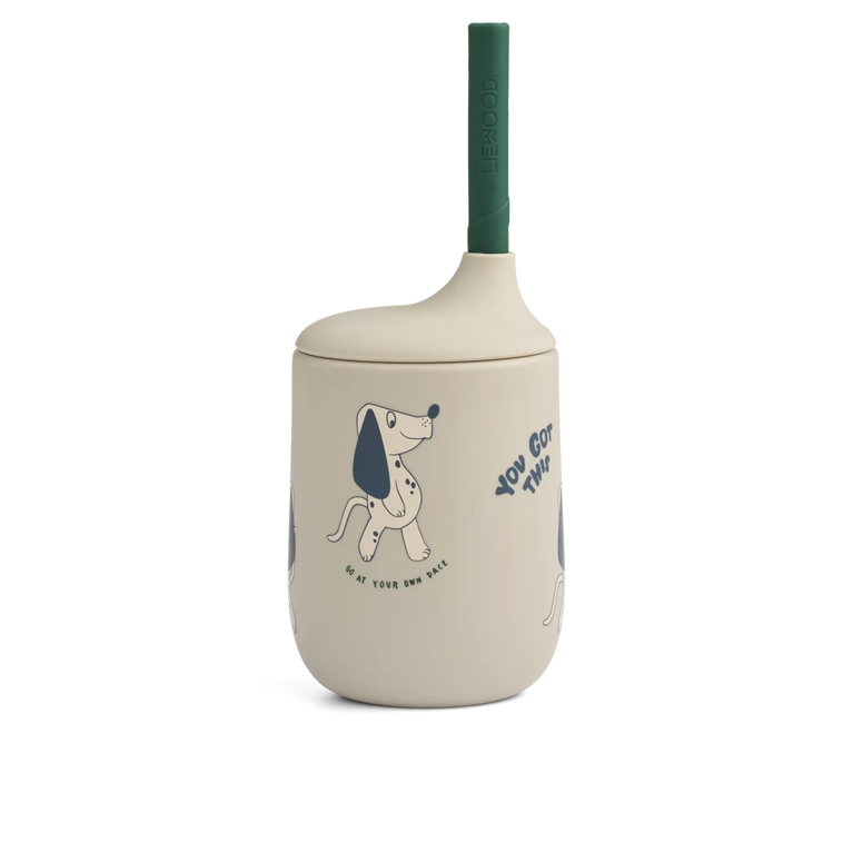 Tasse à bec / paille 230ml - Dakota Dog / Brume