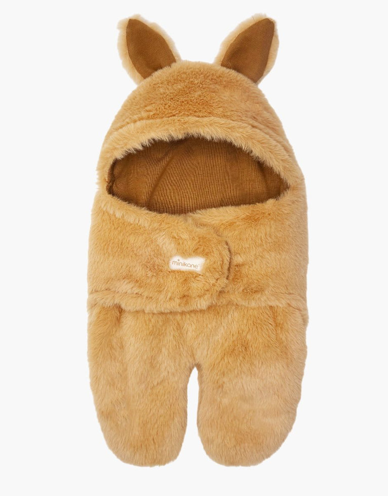 Chancelière poussette poupée Jeannot en fausse fourrure camel