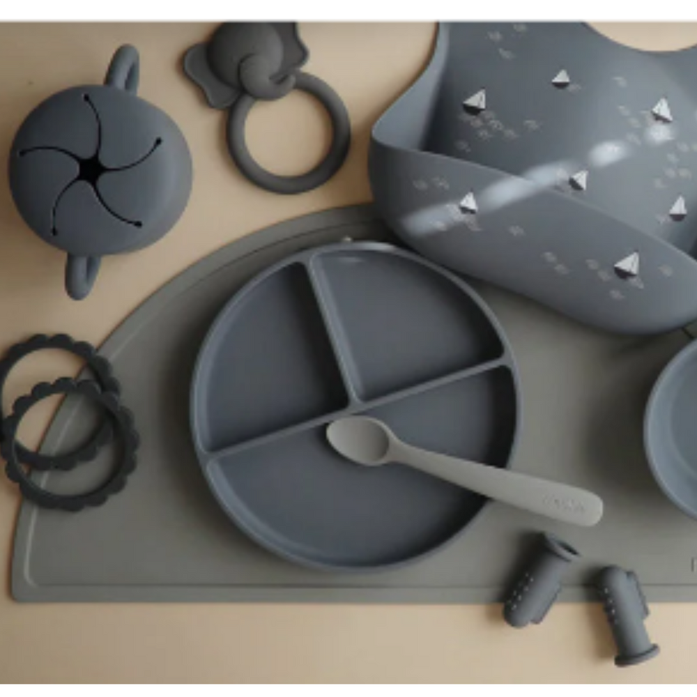 Assiette silicone bleu