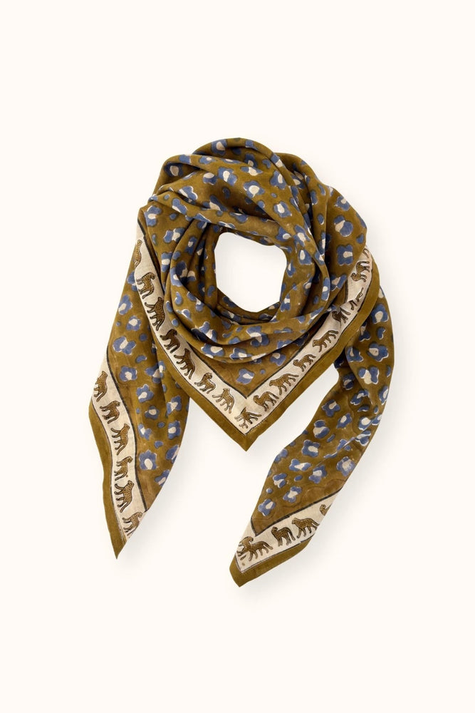 Big Foulard en coton Dupatta LÉOPARD TAPENADE