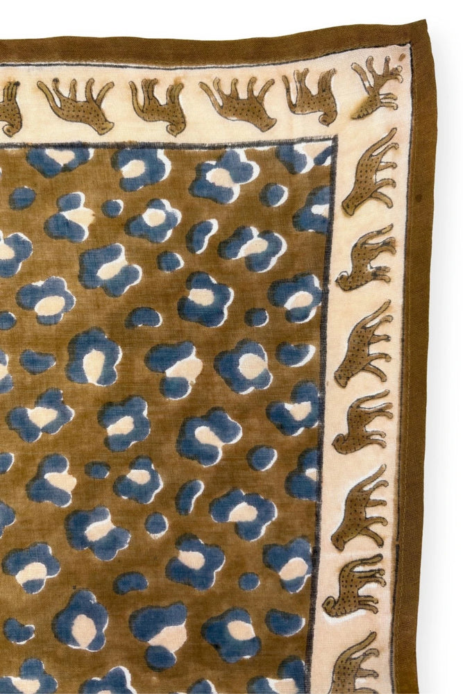 Big Foulard en coton Dupatta LÉOPARD TAPENADE