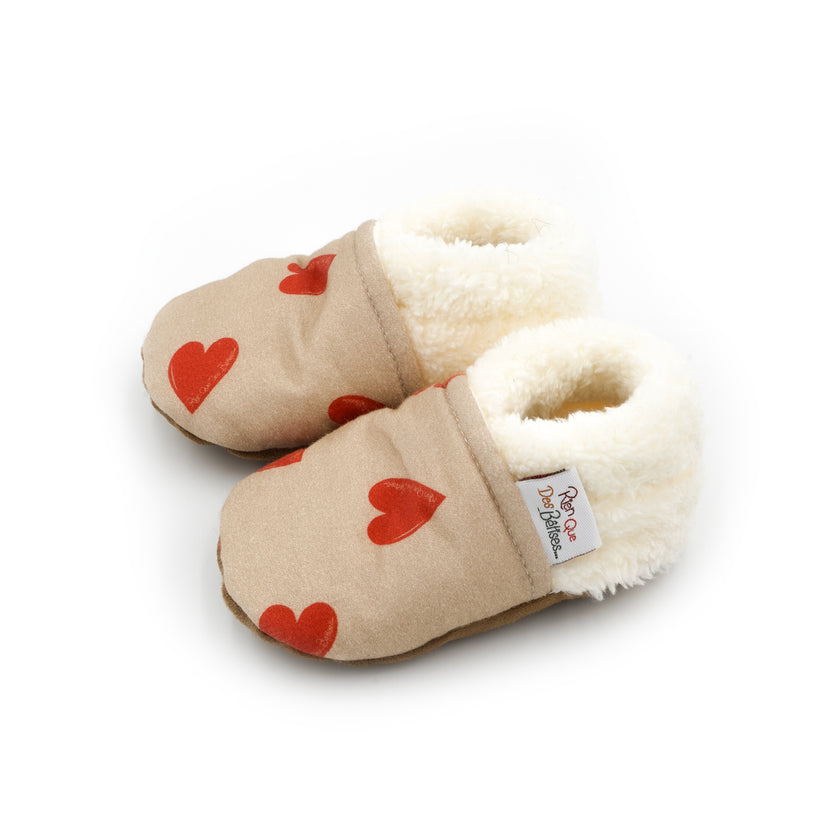 Chaussons coeur rouge