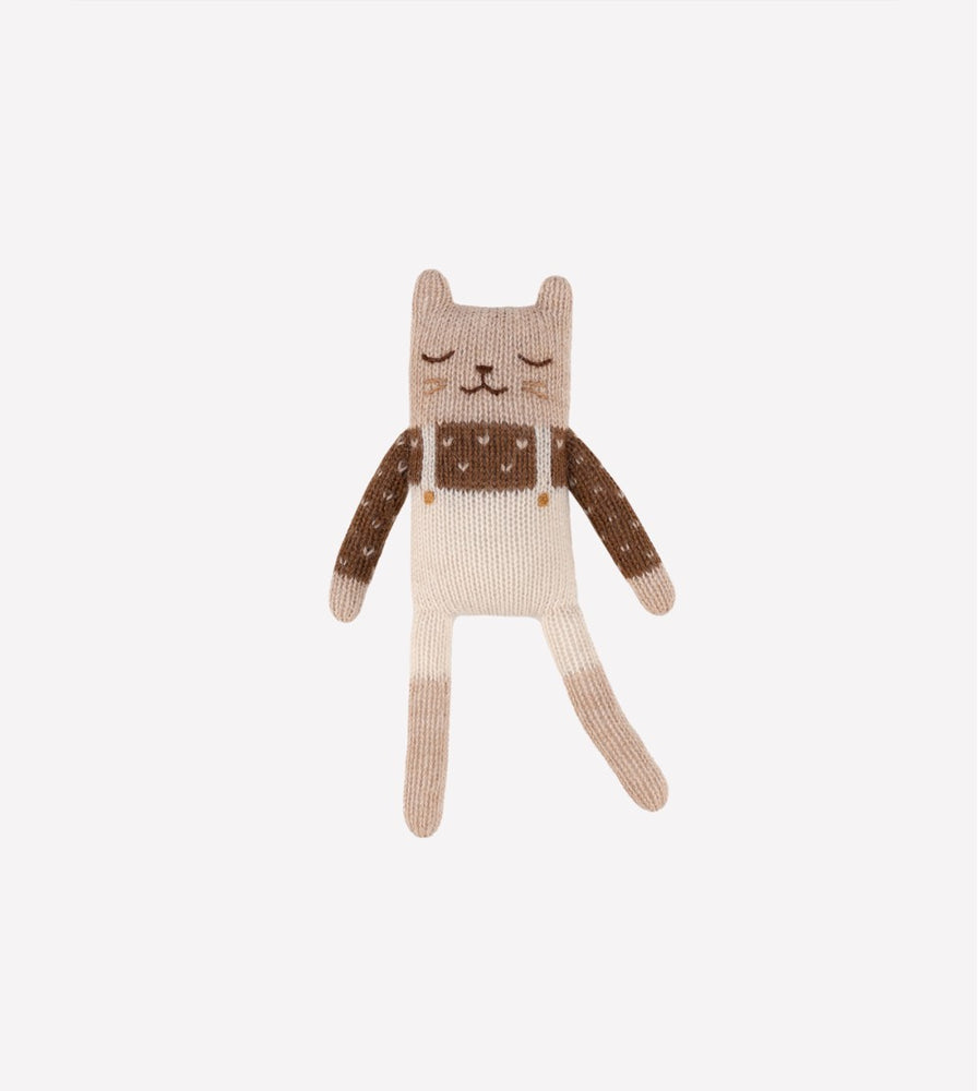 Doudou chaton - salopette ecru