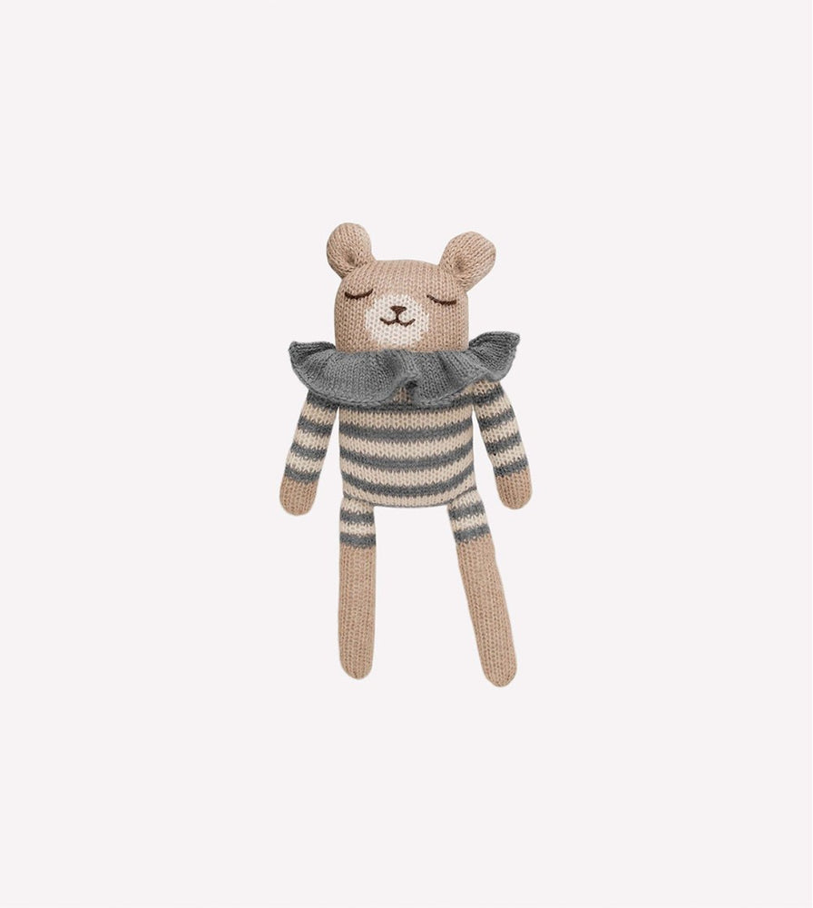 Doudou ourson - combishort rayé ardoise
