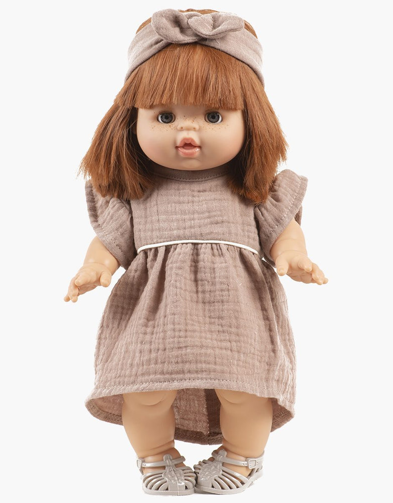 Gordis - Robe Daisy et son headband à noeud rond en gaze de coton moka