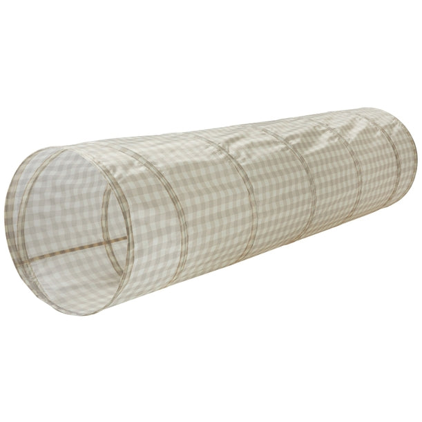 Tunnel de jeu pour enfants en tissu recyclé écologique - vichy beige