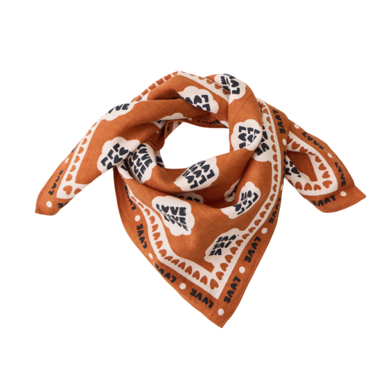 Foulard lollilove 55cm fond marron / motif beige