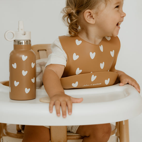 Gourde acier inox coeur - caramel
