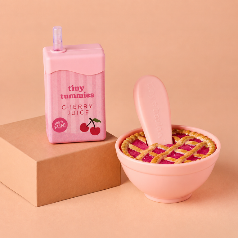 Bol de tarte aux cerises et jus de cerise