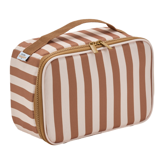 Lunch bag isotherme fond beige / rayures marron
