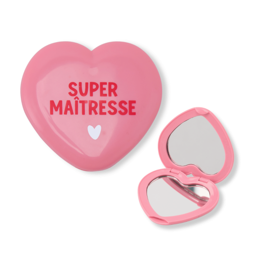 Miroir de poche rose - Super maîtresse