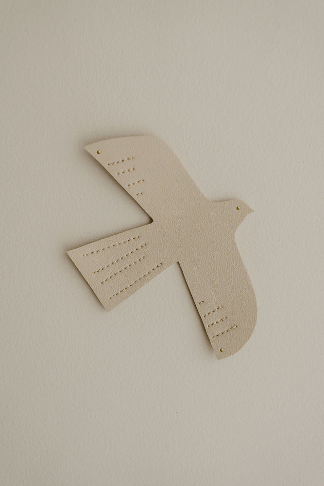 Oiseau en cuir - taille M - beige