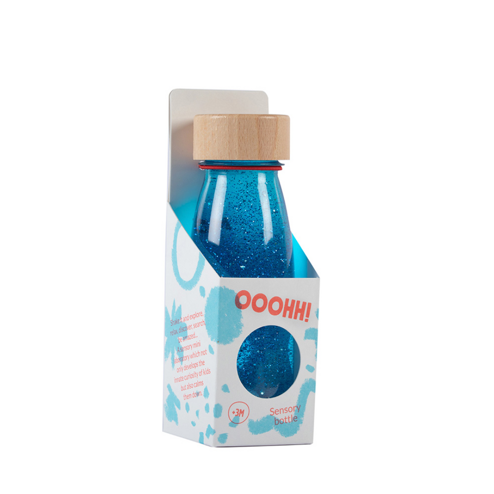 Bouteille sensorielle paillette bleue