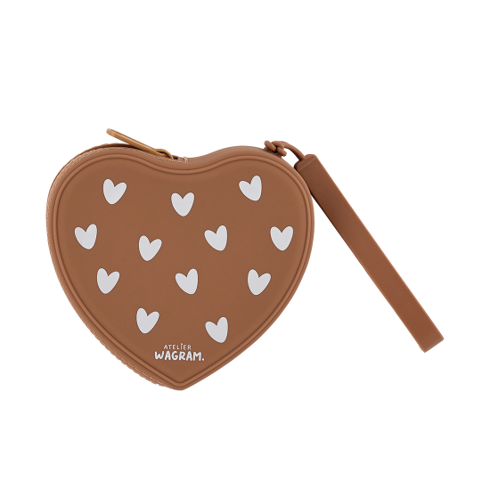 Porte monnaie coeur en silicone - caramel