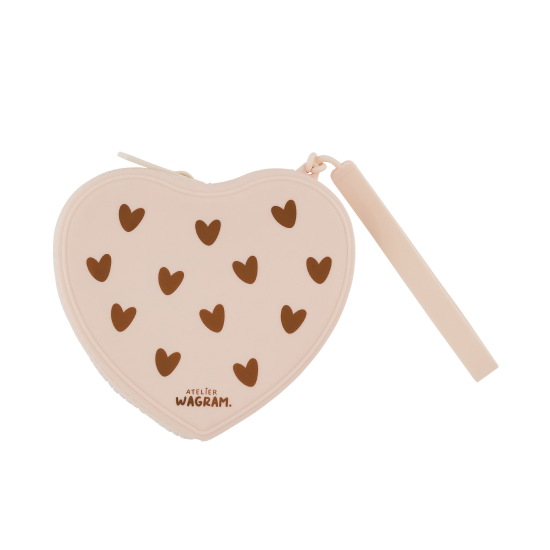 Porte monnaie coeur en silicone - crème