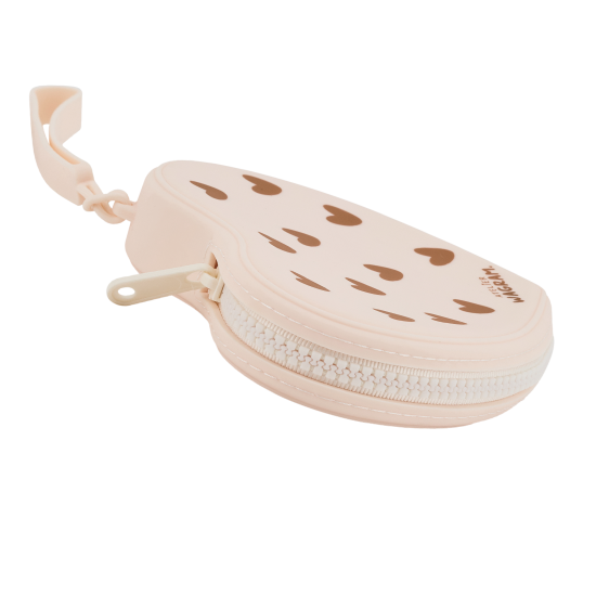 Porte monnaie coeur en silicone - crème