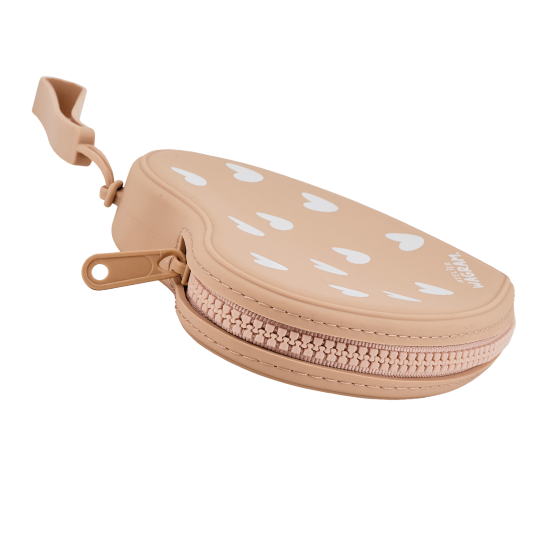 Porte monnaie coeur en silicone - nougat