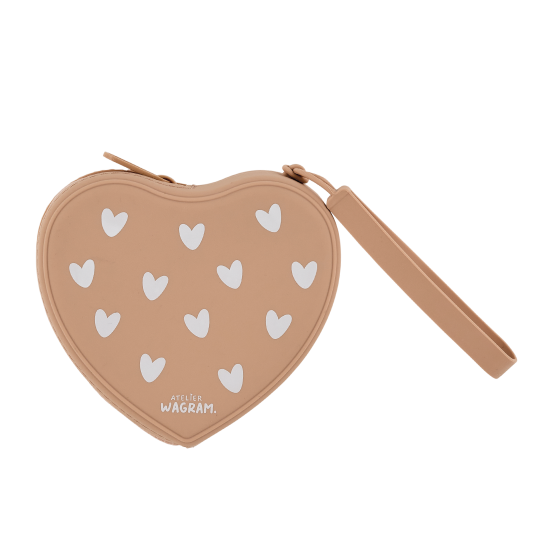 Porte monnaie coeur en silicone - nougat