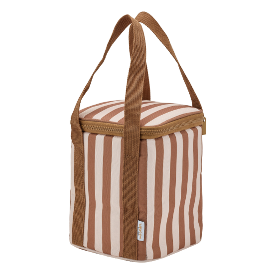 Sac isotherme fond beige / rayures marron