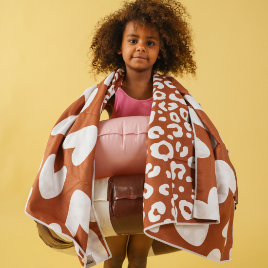 Serviette microfibre - léopard blanc / marron