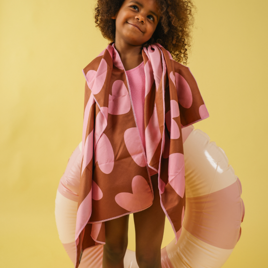 serviette microfibre rose / marron