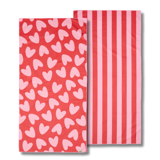 Serviette microfibre rose / rouge