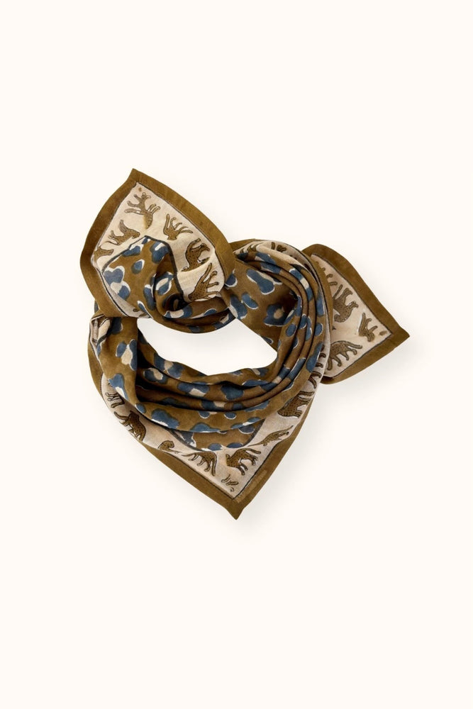 Small Foulard en coton Dupitta LÉOPARD TAPENADE