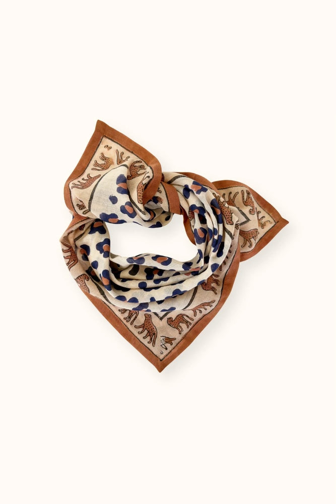 Small Foulard en coton Dupitta LÉOPARD RUST