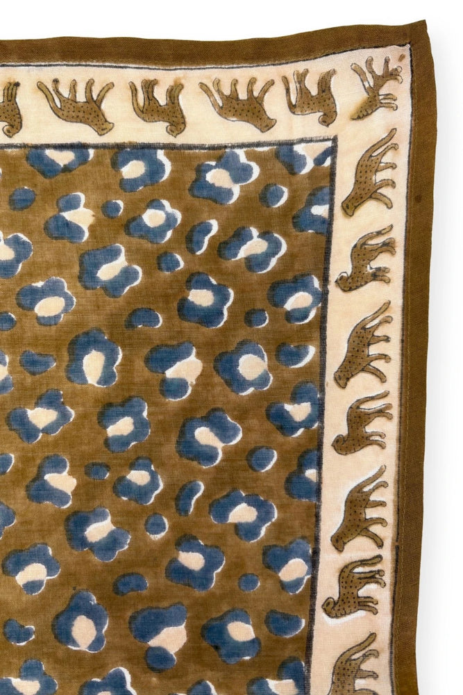 Small Foulard en coton Dupitta LÉOPARD TAPENADE