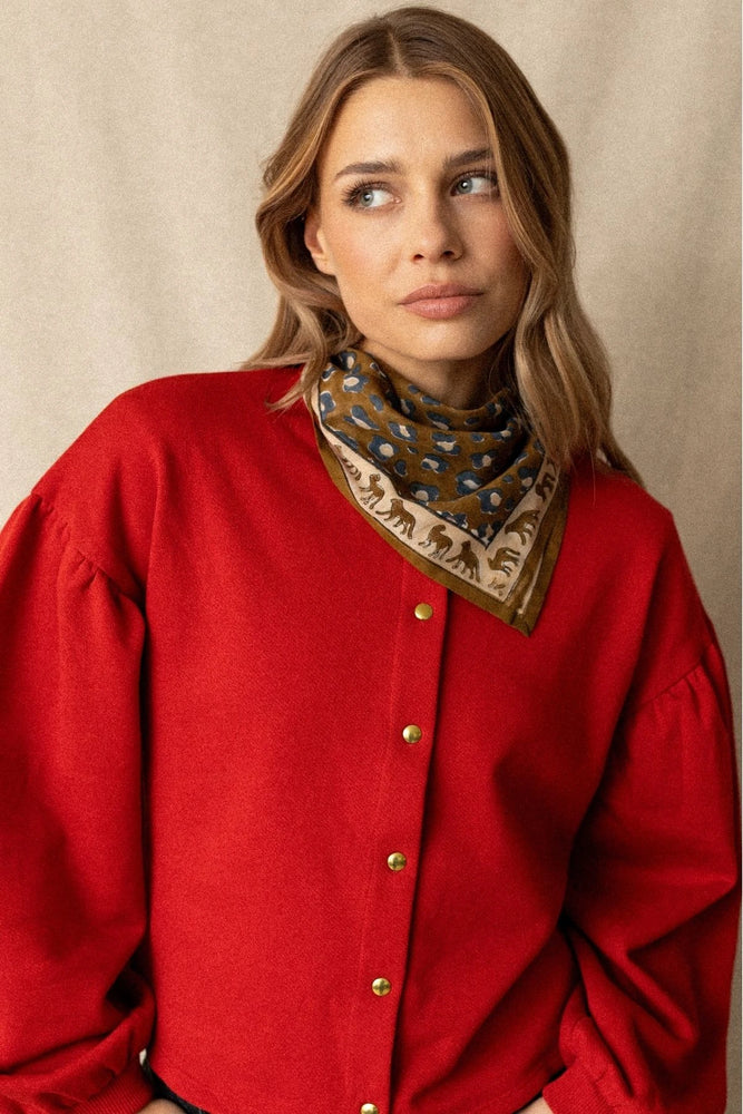 Small Foulard en coton Dupitta LÉOPARD TAPENADE